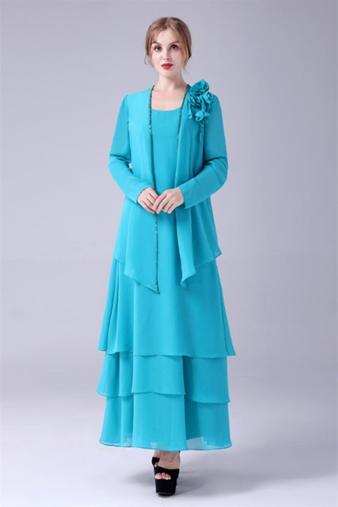 Blue Chiffon Mother Of The Bride Dresses With Jacket outfit, Party Dresses For Babies