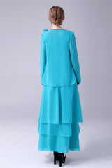 Blue Chiffon Mother Of The Bride Dresses With Jacket outfit, Casual Dress