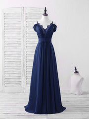 Blue Lace Chiffon Long Corset Prom Dress Blue Corset Bridesmaid Dress outfit, Beach Dress