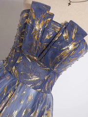 Blue Ombre Long Lace Corset Prom Dresses, Blue Long Lace Tulle Corset Formal Evening Dresses outfit, Bridesmaids Dresses Strapless