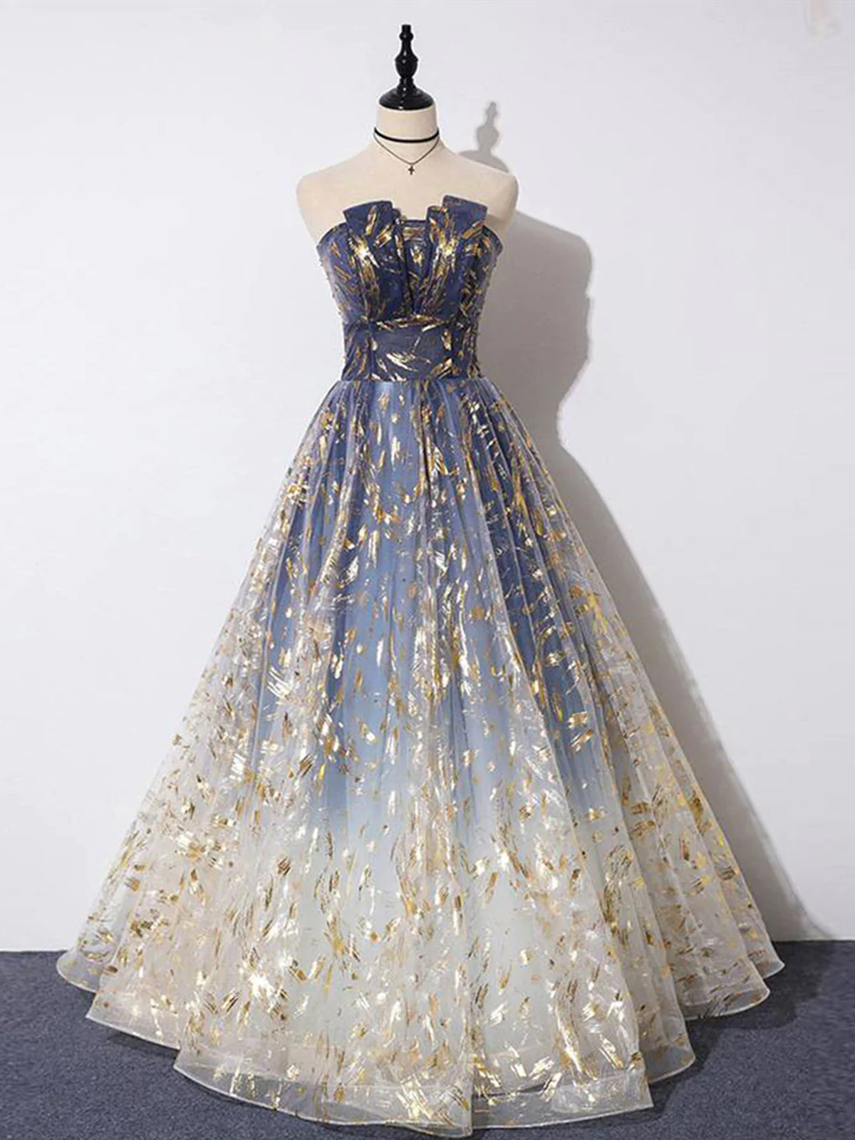 Blue Ombre Long Lace Corset Prom Dresses, Blue Long Lace Tulle Corset Formal Evening Dresses outfit, Bridesmaid Dress Peach