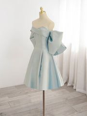 Blue Sweetheart Neck Satin Short Corset Prom Dress, Blue Corset Homecoming Dress outfit, Dress Design