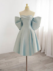 Blue Sweetheart Neck Satin Short Corset Prom Dress, Blue Corset Homecoming Dress outfit, Mafia Dress