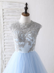 Blue Tulle Lace Applique Long Corset Prom Dress Blue Tulle Sweet 16 Dress outfit, Bridesmaid Dresses Mismatched Spring