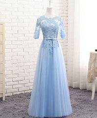 Blue Tulle Lace Long Corset Prom Dress Blue Tulle Corset Bridesmaid Dress outfit, Prom Dresse 2029