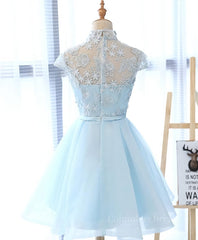 Blue tulle lace short Corset Prom dress, blue tulle lace Corset Homecoming dress outfit, Homecoming Dresses Sweetheart