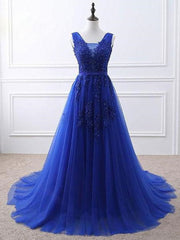 Blue Tulle Long Corset Prom Dress , Blue Corset Formal Gown outfit, Long Black Dress