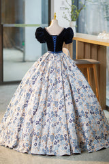Blue Velvet Floor Length Corset Prom Dress with Short Sleeve, Blue V-Neck Corset Formal Evening Dress outfit, Blue Prom Dress