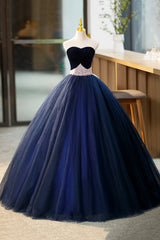 Blue Velvet Tulle Long Corset Prom Dresses, Blue Evening Party Dresses outfit, Bridesmaid Dresses Vintage