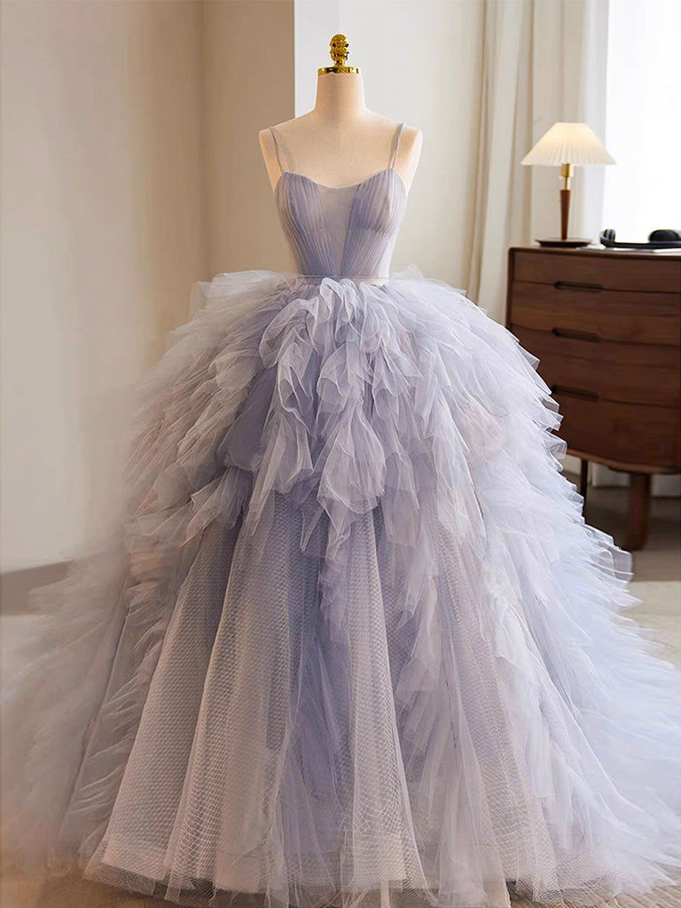 Blue Tulle Long Corset Prom Gown, Blue Tulle Long Sweet 16 Dress outfit, Party Dresses Websites