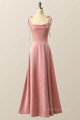 Blush Pink A-line Full Length Long Corset Prom Dress outfits, Bridesmaid Dresses Formal