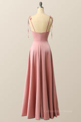 Blush Pink A-line Full Length Long Corset Prom Dress outfits, Bridesmaid Dress Colors
