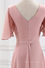 Blush Pink Chiffon Long Mismatch Corset Bridesmaid Dresses outfit, Prom Dresse 2025