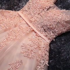 Blush Pink Lace Appliqued Tulle Corset Homecoming Dresses,Corset Formal Dress outfit, Prom Dresses Silk