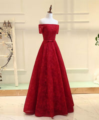 Burgundy a Line Lace Long Corset Prom Dress, Burgundy Evening Dress outfit, Formal Dress Long Gowns