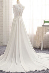 Front Slit Appliques Chiffon A-line Corset Wedding Dress outfit, Wedding Dresses For The Beach