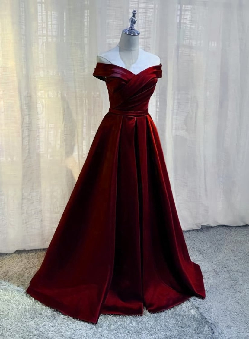 Burgundy A-line Floor Length Satin Corset Prom Dress Party Dress, Wine Red Long Corset Formal Dress outfit, Bridesmaid Dresses Colorful