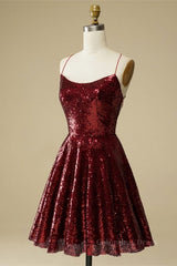 Burgundy A-line Lace-Up Back Sequins Mini Corset Homecoming Dress outfit, Party Dress Express Photos