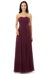 Burgundy Chiffon Lace Sweetheart High Waist Corset Bridesmaid Dresses outfit, Party Dress Summer