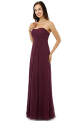 Burgundy Chiffon Lace Sweetheart High Waist Corset Bridesmaid Dresses outfit, Party Dress Code