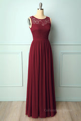 Burgundy Chiffon Long Corset Bridesmaid Dress with Lace Top outfit, Bridesmaid Dresses Shops