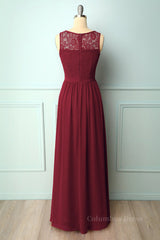 Burgundy Chiffon Long Corset Bridesmaid Dress with Lace Top outfit, Bridesmaid Dress Shopping
