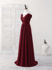 Burgundy Lace Chiffon Long Corset Prom Dress Burgundy Corset Bridesmaid Dress outfit, Party Dress Renswoude