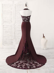 Burgundy Lace Mermaid Long Corset Prom Dress Burgundy Corset Bridesmaid Dress outfit, Bridesmaid Dress Fall Wedding