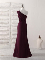 Burgundy One Shoulder Chiffon Mermaid Long Corset Prom Dresses outfit, Party Dresses Casual