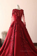 Burgundy round neck lace long Corset Prom dress burgundy evening dress outfit, Homecoming Dresses Green