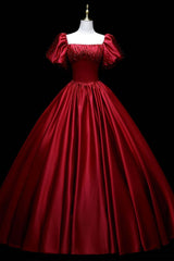 Burgundy Satin Long A-Line Corset Prom Dress, Burgundy Corset Formal Evening Dress outfit, Light Blue Prom Dress