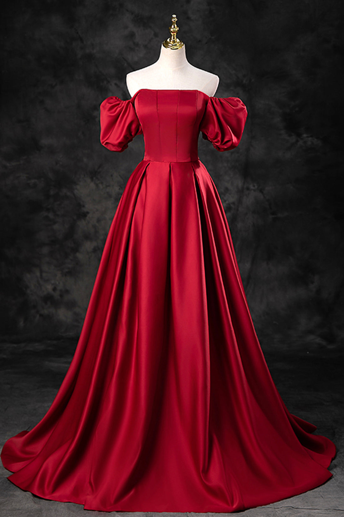 Burgundy Satin Long A-Line Corset Prom Dress, Off the Shoulder Evening Party Dress Outfits, Prom Dresses Laces