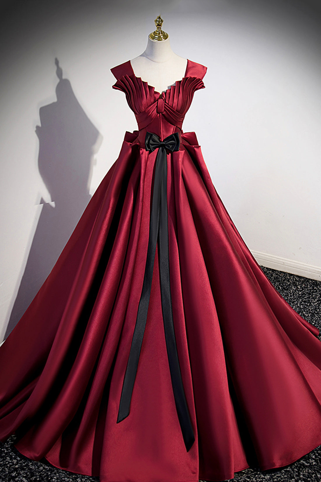 Burgundy Satin Long Corset Prom Dress, Burgundy A-Line Evening Dress outfit, Prom Dresses Chicago