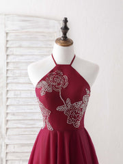Burgundy Tulle Beads Long Corset Prom Dress Burgundy Evening Dress outfit, Bridesmaids Dress With Sleeves