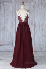 Burgundy tulle lace long Corset Prom dress burgundy lace evening dress outfit, Homecomming Dress With Sleeves