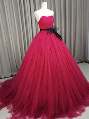 Burgundy Tulle Long Corset Prom Gown, Burgundy Tulle Sweet 16 Dress outfit, Bridesmaid Dresses Long Sleeves