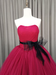 Burgundy Tulle Long Corset Prom Gown, Burgundy Tulle Sweet 16 Dress outfit, Bridesmaid Dresses Long Sleeve