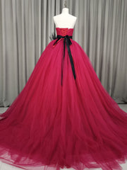 Burgundy Tulle Long Corset Prom Gown, Burgundy Tulle Sweet 16 Dress outfit, Bridesmaids Dresses Long Sleeves