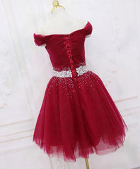 Burgundy Tulle Sequin Short Corset Prom Dress, Burgundy Corset Homecoming Dress outfit, Prom Dresses Size 26