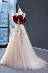 Burgundy Velvet Lace Long Corset Prom Dress, A-Line Off Shoulder Evening Dress outfit, Formal Dress On Sale