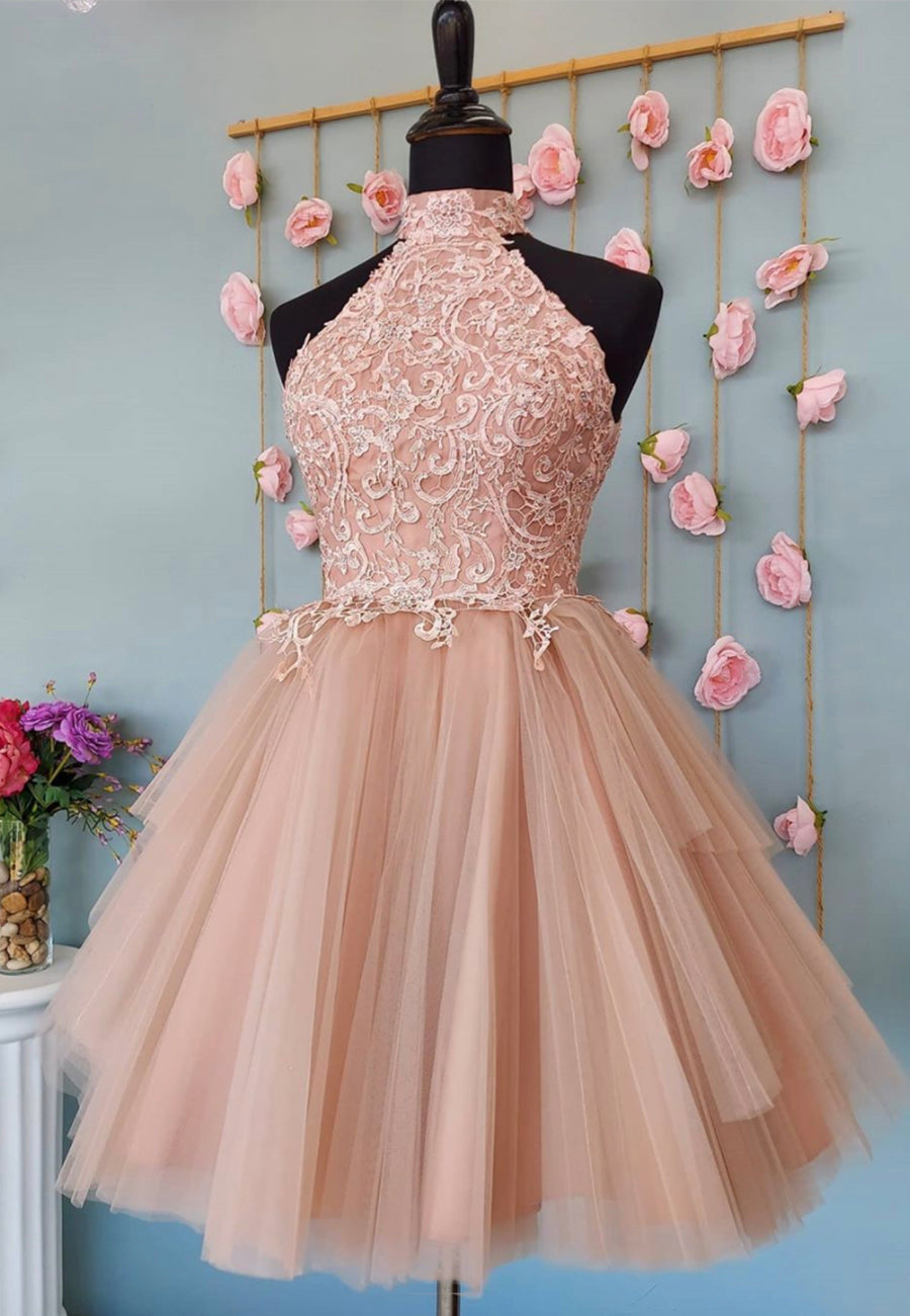 Cute Lace Short Corset Prom Dresses, A-Line Evening Party Dresses outfit, Homecoming Dresses Pretty