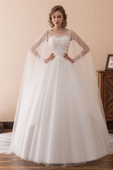 Cape Cloak Tulle Appliques White Corset Wedding Dresses outfit, Wedding Dress Cheap