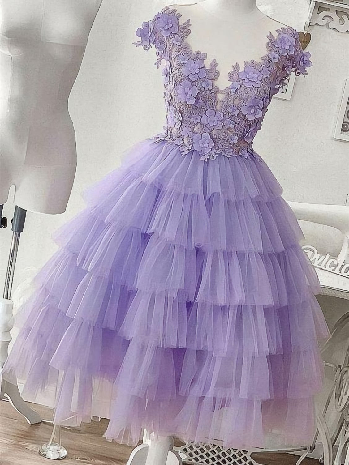 Purple Tulle Applique Short Corset Homecoming Dress, Corset Homecoming Dress outfit, Prom Dress Designs