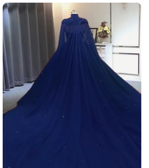 Elegant Lace Embroidery Tulle Beaded Quinceanera Dresses, Navy Blue Corset Ball Gown Corset Prom Dress, With Cape Gowns, Prom Dresses Under 207