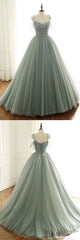 Light Green Tulle Long Corset Prom Dress, Green Evening Dress outfit, Evening Dresses 06