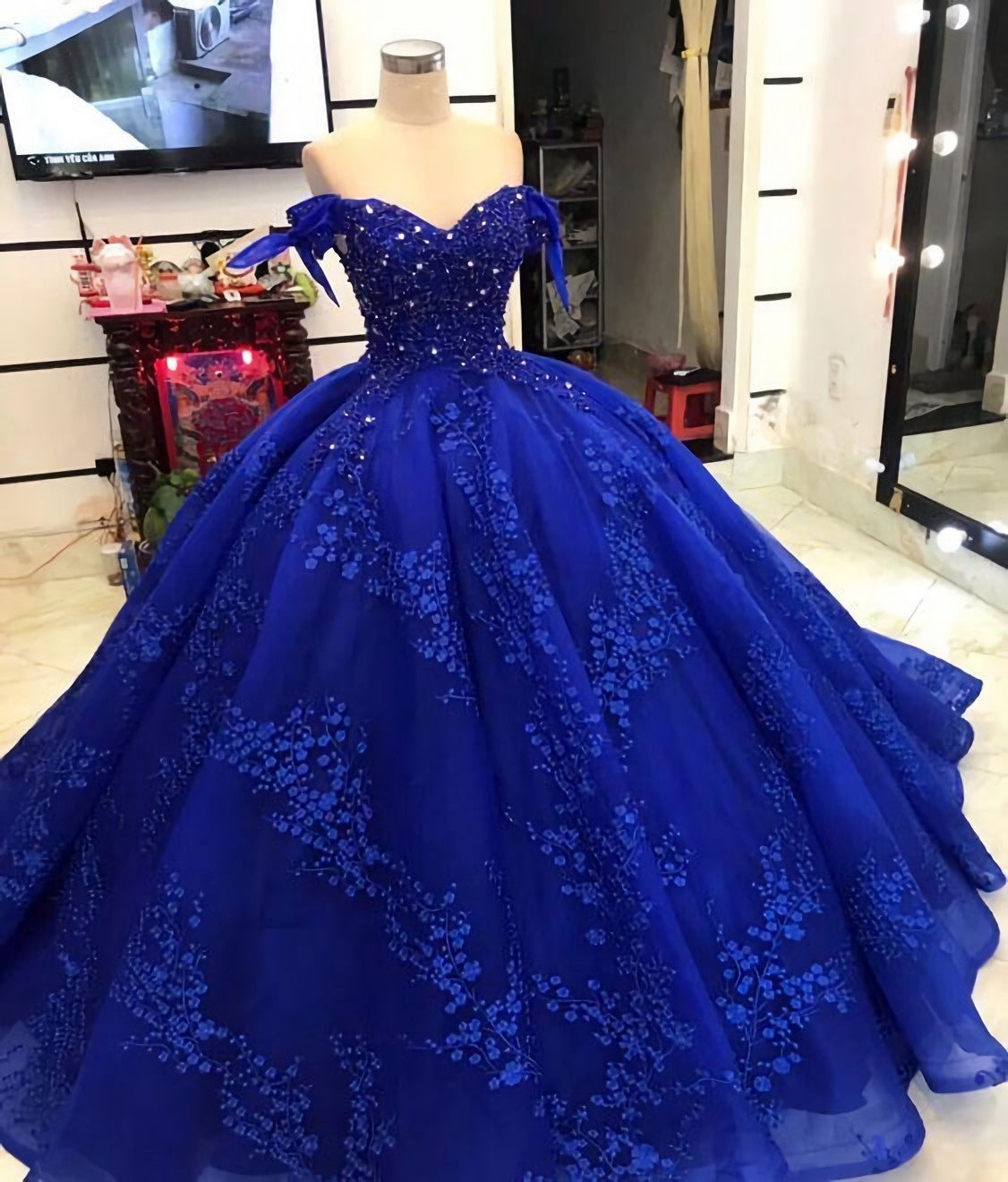 Long Blue Corset Ball Gown Evening Dress, Corset Prom Dress outfits, Evening Dresses Prom Long