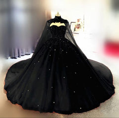 Vintage Gothic Style Black Quinceanera Dresses, Corset Ball Gown With Cape Corset Prom Dresses outfit, Homecoming Dresses Short Prom