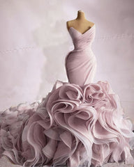 Organza Mermaid Corset Wedding Dress, Corset Prom Evening Gown outfits, Wedding Dress Inspo