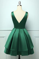 Green Satin Short Corset Homecoming Dress outfit, Prom Dresses Colorful
