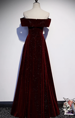 Burgundy Velvet Long Corset Prom Dress, Evening Dress outfit, Evening Dress Shops